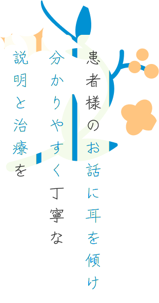 患者様のお話に耳を傾け 分かりやすく丁寧な 説明と治療を